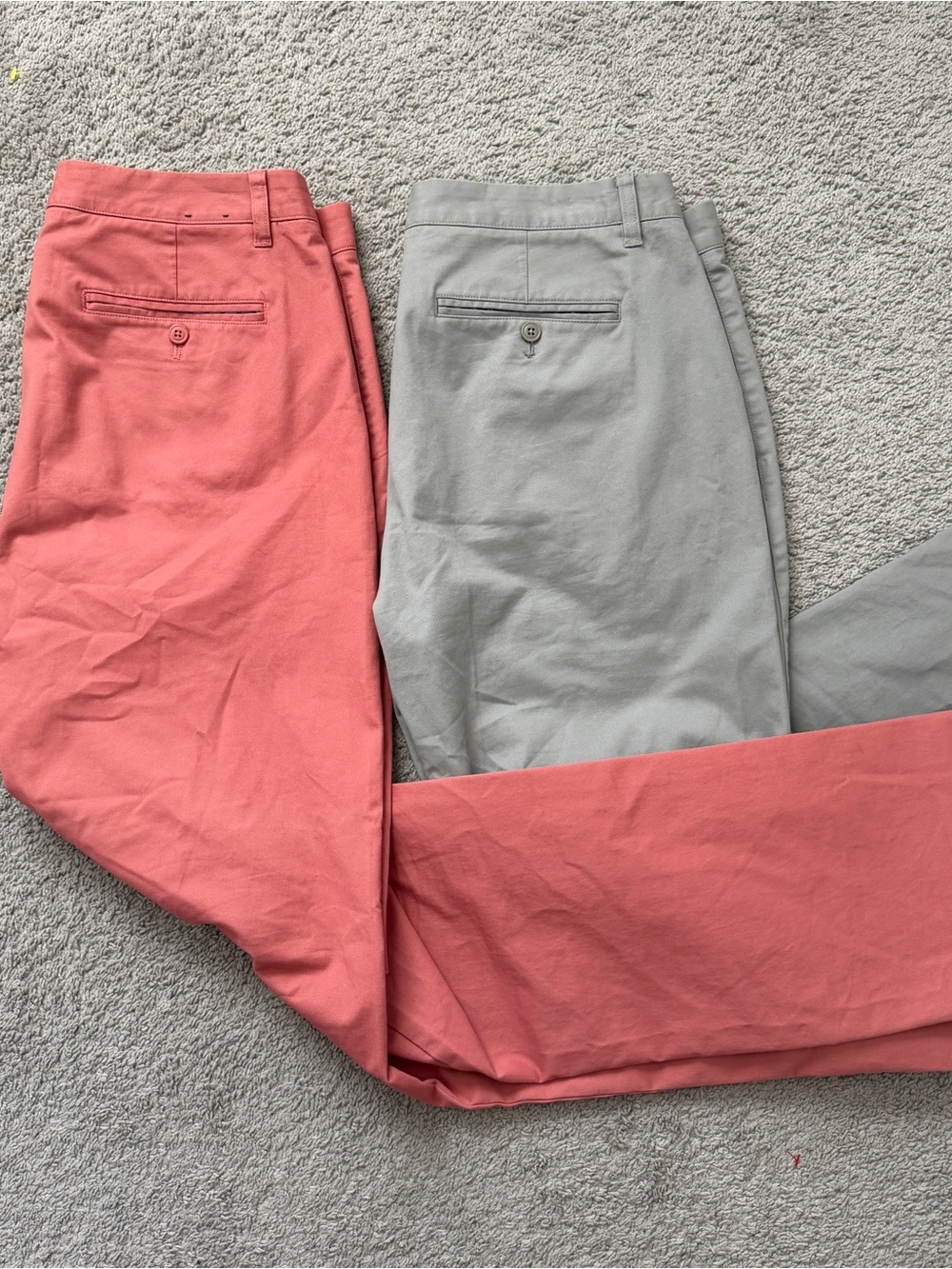 Bundle of 2 Bonobos Men's Slim Fit Chino Pants Size 35x34 Grey & Coral Stretch